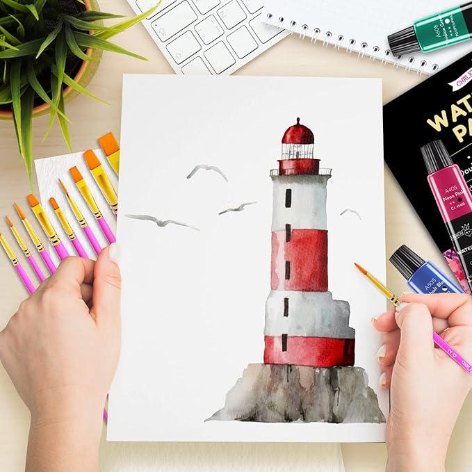 CHALKY CROWN - Watercolor Paper Pad - Water Color Paper Sketch Book - Large Paper for Artists, White - Pack of 2 (64 Sheets)