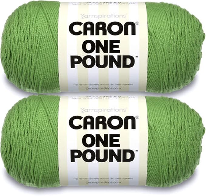 Caron One Pound Grass Green Yarn - 2 Pack of 454g/16oz - Acrylic - 4 Medium (Worsted) - 812 Yards - Knitting/Crochet