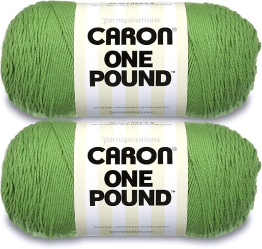 Caron One Pound Grass Green Yarn - 2 Pack of 454g/16oz - Acrylic - 4 Medium (Worsted) - 812 Yards - Knitting/Crochet