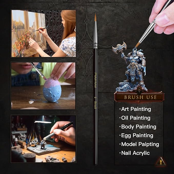 Miniature Model Paint Brushes Drybrush Set 18pcs for Effect, Fine Tip Model Painting - Professional Dry Brush Detail Paint Brushes for Miniature Acrylic, Watercolor, Oil Painting