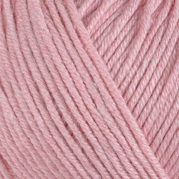 Estako Happy Cotton, 60% Cotton 40% Acrylic Yarn, Soft, Fine/Sport (2) for Crochet and Knitting 1.76 Oz (50g) / 180 Yrds (165m) (4310 - Baby Pink)