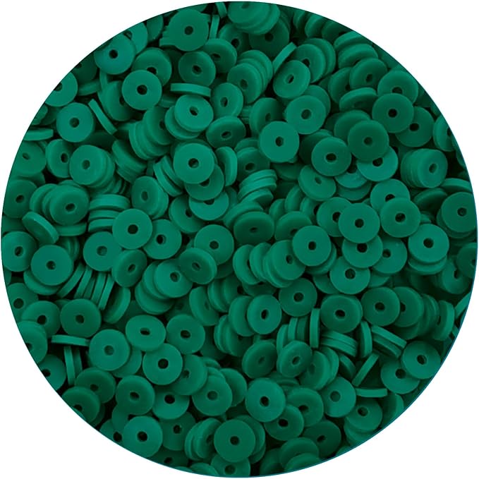 2000pcs Green Clay Beads for Bracelets Making - Heishi Polymer Flat Disc Spacer Clay Bead for Jewelry Earring DIY Crafts 6mm