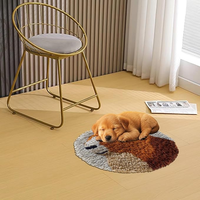 Latch Hook Rug Kit Cute Capybara Round Carpet Crochet Yarn Craft DIY Hook and Latch Door Mat Tapestry for Christmas Home Floor Decoration 50x50cm-1