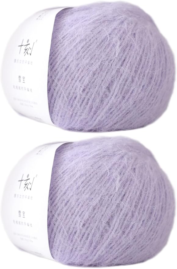 Snowbaby Wool Acrylic Blend Long Pile Yarn,(Worsted) Warm and Luxurious Fuzzy Yarn for Knitting and Crocheting DIY Hats Scarves Sweaters, 2 * 3.52oz/100g 207yds(26-Lavender)