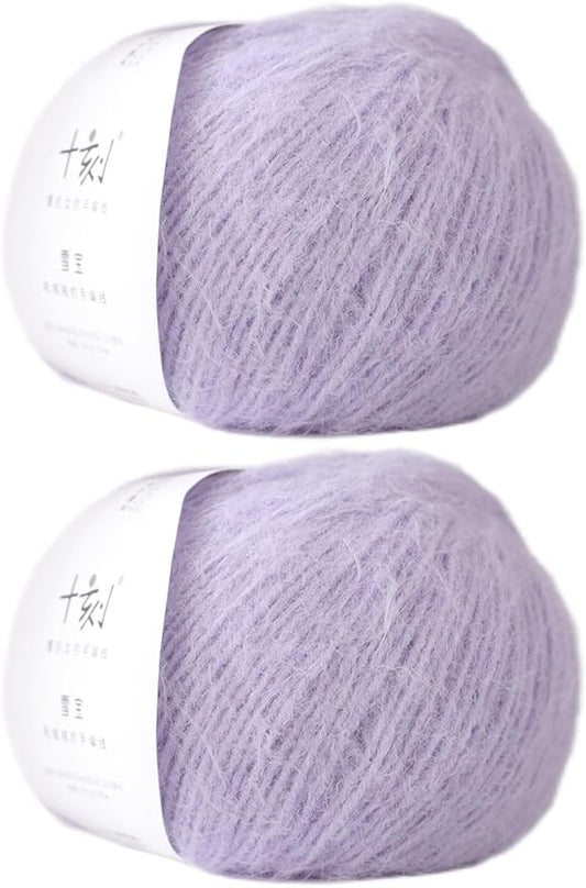 Snowbaby Wool Acrylic Blend Long Pile Yarn,(Worsted) Warm and Luxurious Fuzzy Yarn for Knitting and Crocheting DIY Hats Scarves Sweaters, 2 * 3.52oz/100g 207yds(26-Lavender)