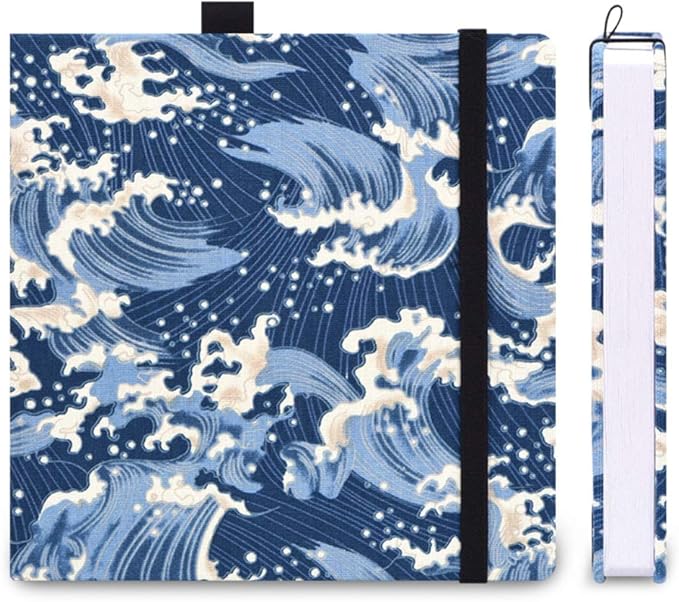 Square 8.2x 8.2 inches 165gsm Colored Pencil Paint Journal Hardbound 128pgs（64 Sheets Front Back Cold Pressed）Travel for Colored Pencil Sketch Doodles Handmade Cloth Cover Notebook River Vintage A9