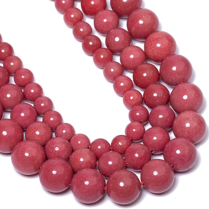 Stone Beads, 45pcs Rhodochrosite, 8mm Round Loose Beads for Jewelry Making, Bracelets, with Bag, String & Card