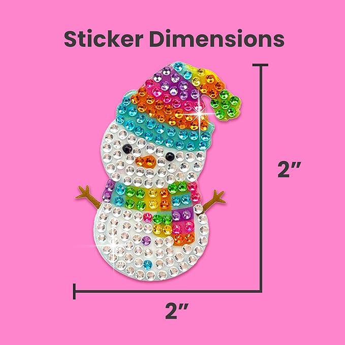 stickerbeans® rhinestone stickers - holiday set 4-pack, 2” x 2” each, unique sparkly cut-to-shape for collecting, trading, decorating laptops, phone cases, scrapbooks, for kids, teens, & adults