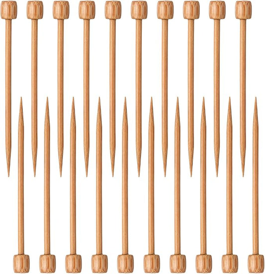 Luinabio 20 Pcs Bamboo Crochet Marking Pins Smooth Single Pointed Knitting Needles 2.75 Inch Mini Pins Knitting Accessories for Beginners DIY Craft Making Crochet Supplies (Nut Brown)