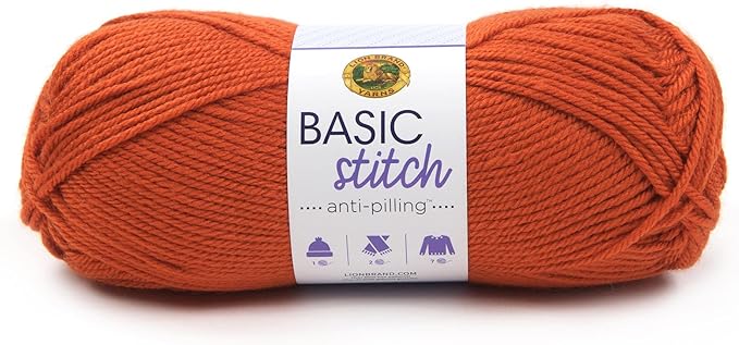 Lion Brand Yarn Basic Stitch Anti-Pilling Knitting Yarn, Yarn for Crocheting, 1-Pack, Pumpkin