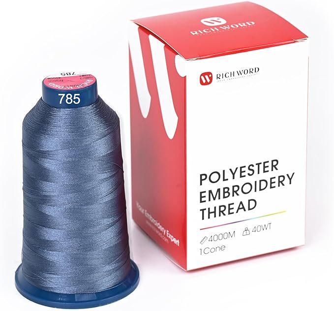 Poolin Embroidery Machine Thread Richword Selected Blue 4000M 40WT Polyester Embroidery Thread – Smooth, Strong Single Spool for Home & Commercial Machines 0785