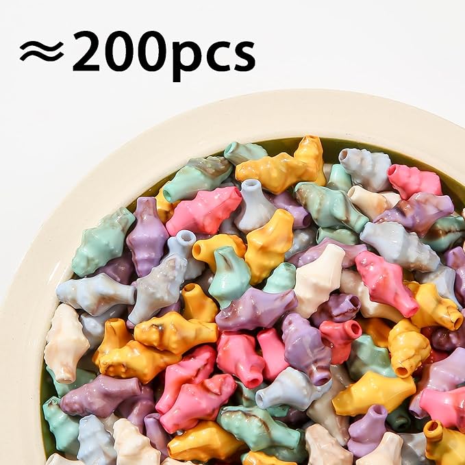 200pcs Acrylic Seashell Beads Ocean Sea Theme Conch Charms Summer Hawaii Beaded for Jewelry Making Beading Kit Bracelets DIY Supplies (Conch)