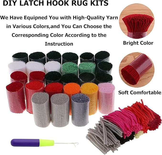 YOOLOOKY Latch Hook Kits for Adults/Beginners Printed Canvas Embroidery Tapestry Handmade Rug Home Sofa Decoration 20.5" X 15" (Ghost)