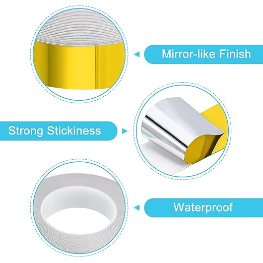 uxcell Metallic Tape, 1.18 in x 164 ft Self Adhesive Metalized Polyester Film Tape Waterproof Shiny Washi Tape for Walls Graphic Arts Gifts Wrapping Crafts Decoration, Gloss Gold