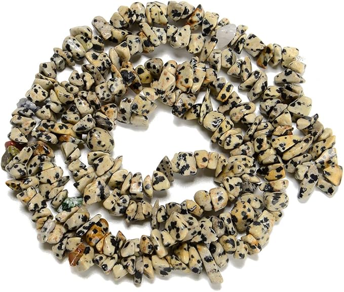 7-8mm Natural Dalmatian Jasper Gemstone Chips Beads Healing Crystals Waist Bracelets Necklace Kit Irregular Stone DIY Crafts Design Jewelry Making