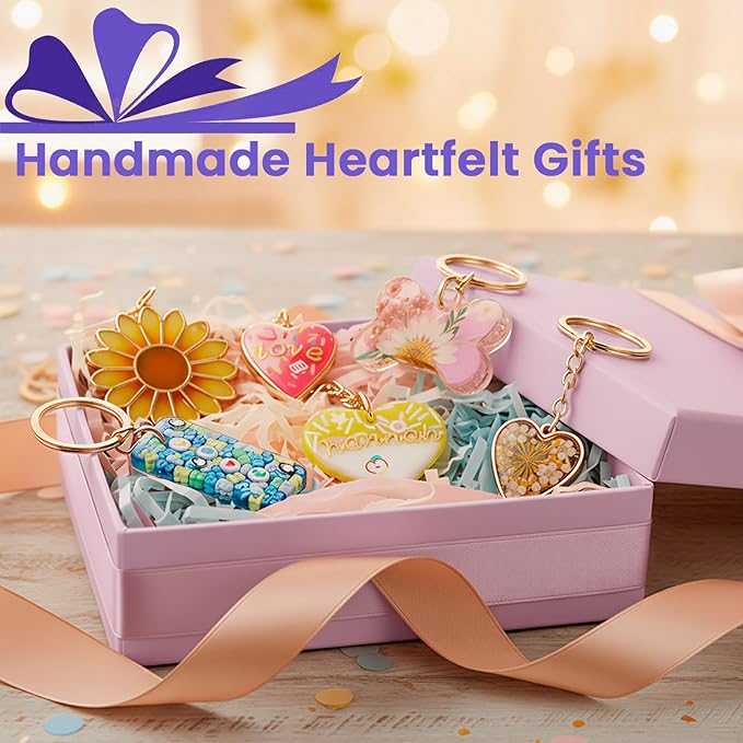 LET'S RESIN All-Inclusive Keychain Making Kit, 12-Color UV Resin with Keychain Molds Silicone, UV Light, 6 Styles Flower and Heart Open Bezels for Resin, Jewelry Making Kit for Beginners, Craft Decor