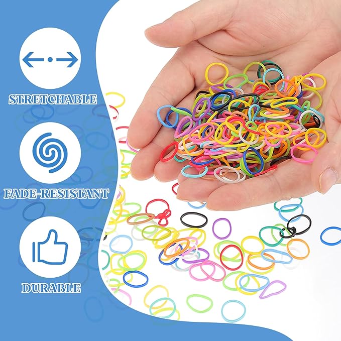 uxcell 600Pcs Loom Rubber Band, Bracelet Making Refill Kit Elastic Loom Band with 25Pcs S-Clips and 1Pcs Crochet Hooks for Weaving DIY Handcrafts, Lake Blue