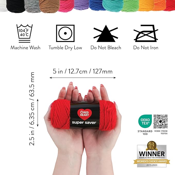 Red Heart Super Saver Yarn Stitchers Kit, 12 Balls, 1 Tote Bag, 1 Knitting Needle, 1 Crochet Hook, 1 Measuring Tape, 1 Knit Counter