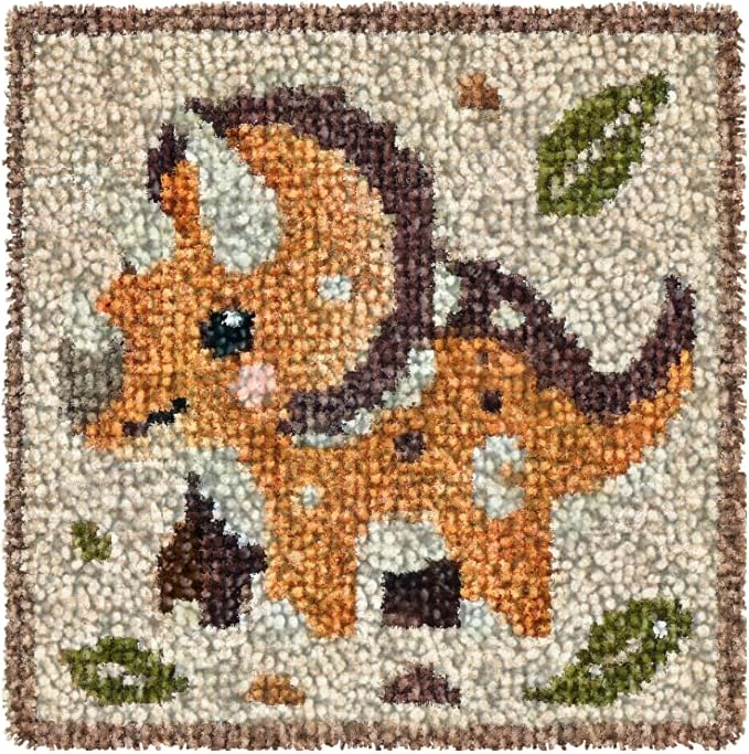 Numptain Latch Hook Kits for Adults,DIY Rug Crafts Triceratops Pattern Color Printed Canvas,Latch Hook Kits for Beginners Handmade Needlework Crafts Home Decoration,12"x12" NT4