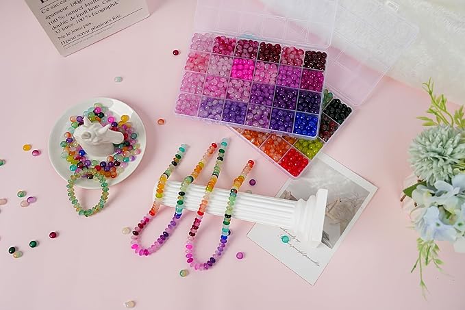 1500 pieces 5 * 8mm abacus glass beads for jewelry making,48 colors special glass beads friendship beads for bracelet necklaces making and diy crafts,great gifts for 6-year-old girls