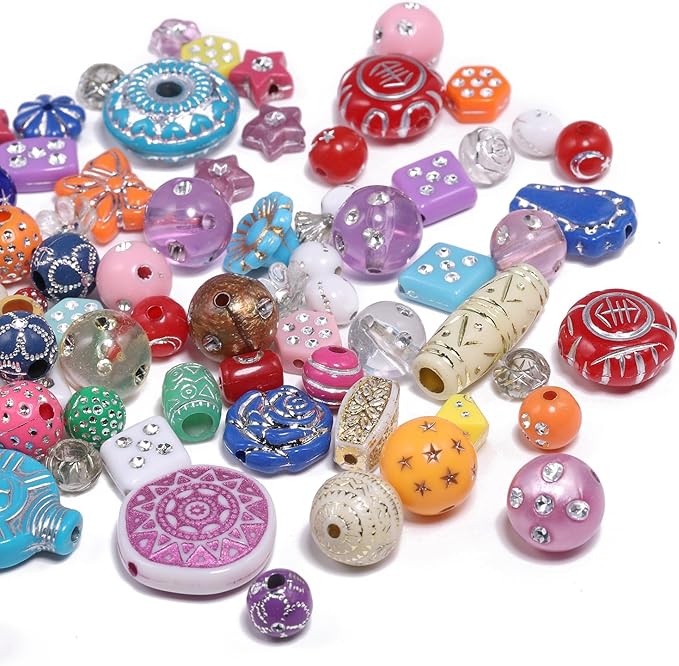 7.5 OZ Assorted Vintage Acrylic Beads for Jewelry Making, Song Xi Unique Flower Rose Czech Beads for Bracelet Earrings, Bohemia Style, Bulk, DIY Holiday Gift (240-260 PCS, Mixed-1)