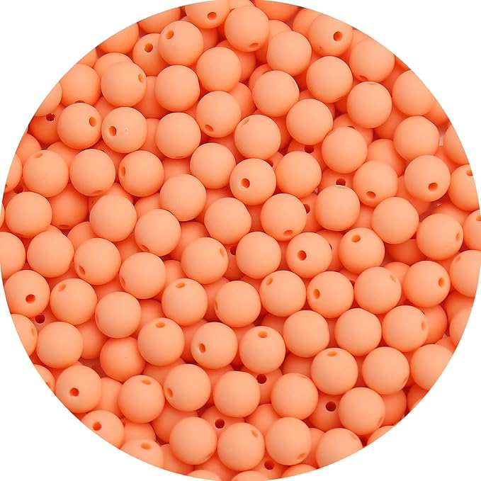 bonny boxx 200pcs 10mm matte light orange acrylic round beads, frosted plastic resin bubblegum balls chunky gumball beads for necklace and bracelet making, crafting supplies