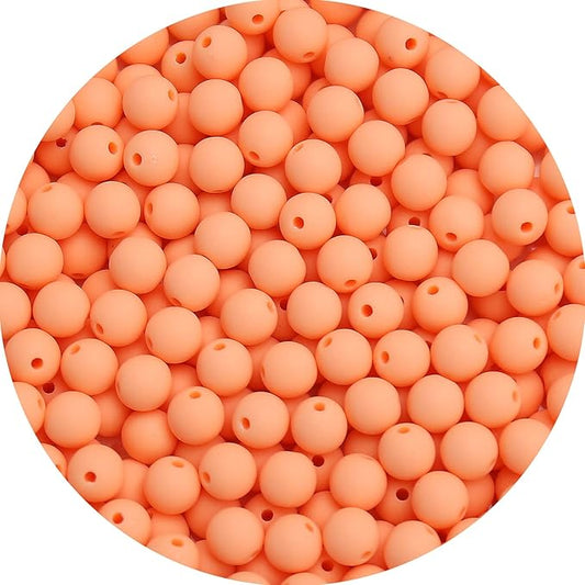 bonny boxx 200pcs 10mm matte light orange acrylic round beads, frosted plastic resin bubblegum balls chunky gumball beads for necklace and bracelet making, crafting supplies