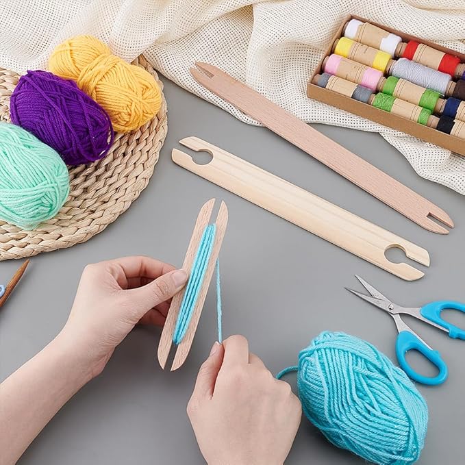 AHANDMAKER 3 Sizes Wooden Weaving Shuttle, Hand Knitting Tools Weaving Sticks Knitting, Wooden DIY Weaving Tool Clothing Sewing Accessories for Sweater Scarf Tapestry Cross Stitch Kits