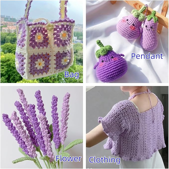 2 Pcs Soft Fluffy Acrylic Yarn for Crocheting and Knitting #4Worsted Weight Yarn-2x50g/2x 142Yards Perfect for Crafts, Blankets Hats, Gloves, Scarf (Lavender)