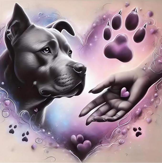 LILEIDECO Diamond Painting Kits for Adults DIY 5D Diamond Art Paint with Round Diamonds Full Drill Gem Art Love Black Dog Painting Kit for Home Wall Decor Gifts 11.8x11.8inch