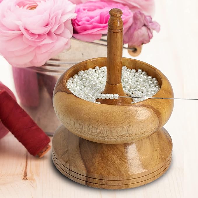 Shop LC Seed Bead Spinner for Bracelet Making Kit - Clay Beads Spinner with Big Eye Beading Needle and 3 Meter Long Thread Wooden Crafting Valentines Day Gifts for Womens - Teak Wood