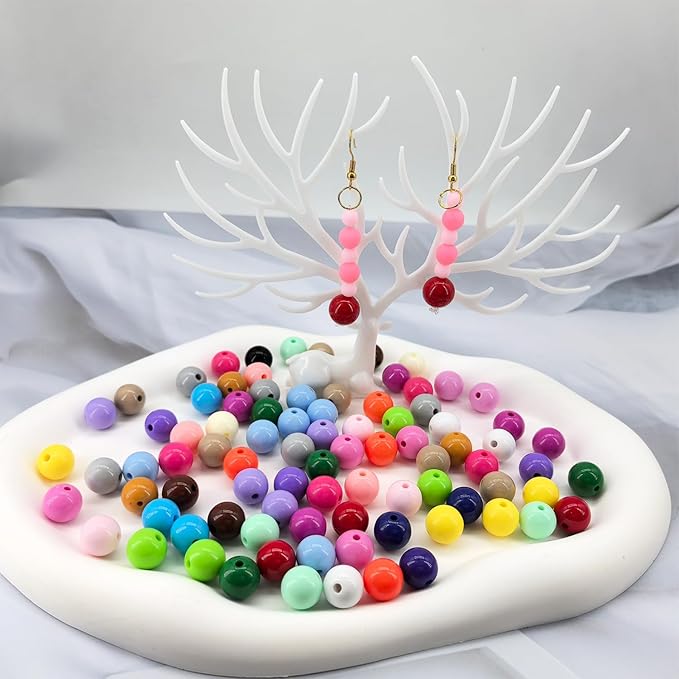 250Pcs 12mm Acrylic Round Beads for Jewelry Making, 28 Colors Rainbow Round Bead for Bracelets Making Kit Candy Color Plastic Bubble Gum Beads Pastel Loose Bead Bulk for DIY Necklace Phone Charm