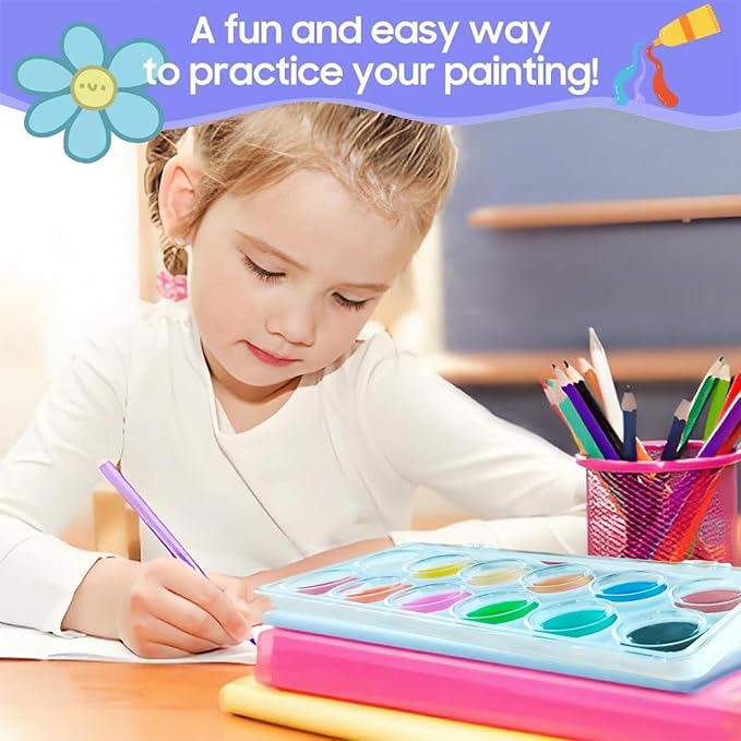 Watercolor Workbooks, Coloring Book Beginner Painting Kit, Arts Crafts Supplies Gift for Watercolor Enthusiasts, 12 Colors Paint Set with Brush