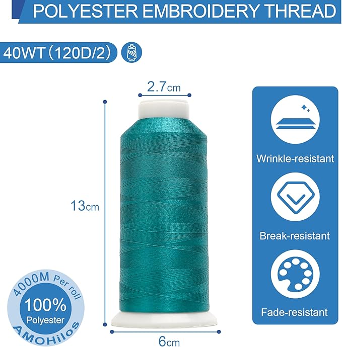 High Tenacity Polyester Embroidery Machine Thread 40WT(120D/2) 4000M Per Spool for Commercial and Domestic Embroidery Machine (Tree Frog-1685)