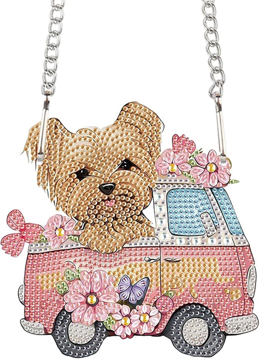 AiYuanzsh Yorkshire Terrier Dog Diamond Art Hanging Kit for Adults, Special Shaped Crystal DIY Acrylic Diamond Painting Sun Catcher, Window Pendant Craft Home Decor Gift for Dog Lovers