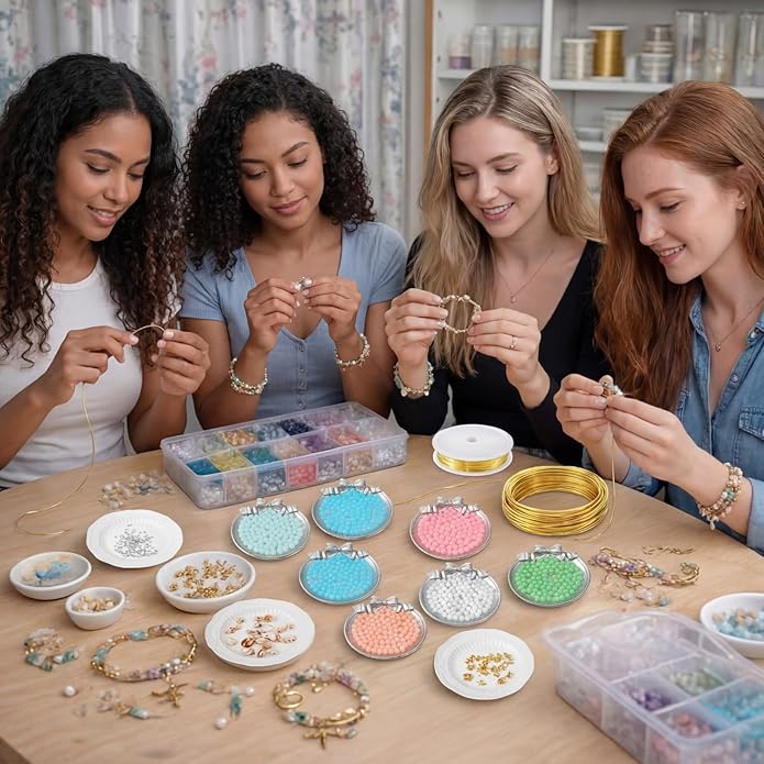 Jewelry Making Kit for Bracelet Necklace Arm Cuff Earring DIY Supplies, Butterfly Bee Charm Beads Fake Pearl Metal Wire