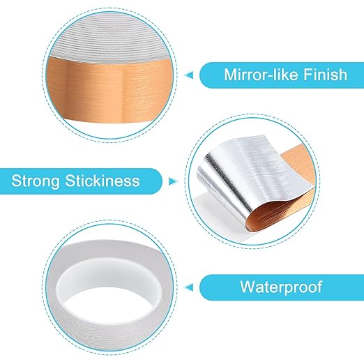 uxcell Metallic Tape, 1.18 in x 164 ft Self Adhesive Metalized Polyester Film Tape Waterproof Shiny Washi Tape for Walls Graphic Arts Gifts Wrapping Crafts Decoration, Brushed Rose Gold