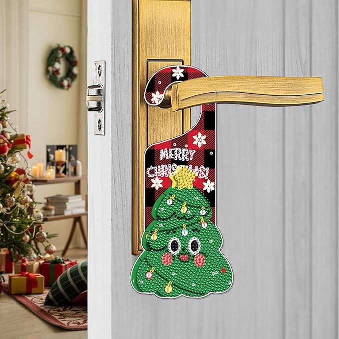 AiYuanzsh Christmas Diamond Painting Door Sign Kit – 5D Special Shaped Drill, No Assembly Needed, Ready to Hang Holiday Crystal Art Door Decoration for Home Wall Window Gift