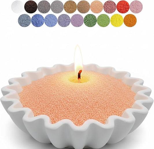 Aufien Candle Sand with Wicks, 21.4 Oz Pearled Candle, DIY Bead Powder Sand Wax Making kit Refillable Non Toxic for Handmade, Mother's Day Wedding and Halloween Christmas Decorations Khaki