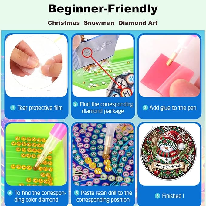 DIY Christmas Wreath Hanging Diamond Art Painting Kits for Adults, Special Shape Snowman Double Sided Acrylic Rhinestone Painting, Window Wall Hanging Ornament Pendants for Home Garden Decor (Snowman)
