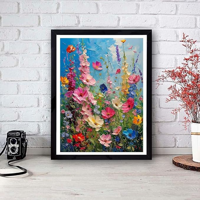 Wildflower Stamped Cross Stitch Kits for Adults - Flower Embroidery Kits for Beginners Adults,11 CT Patterns Dimensions Counted Cross Stitch Kits for Adults Arts Craft 12x16 inch
