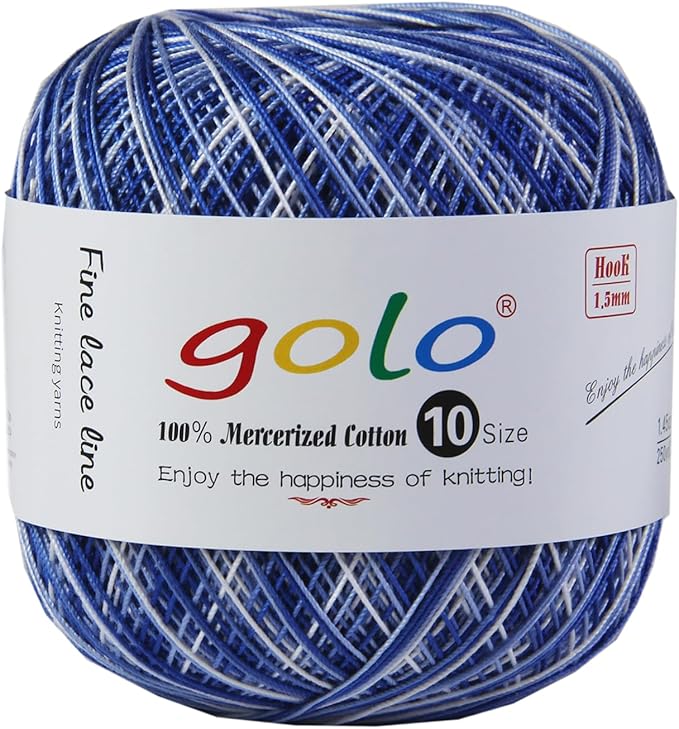 golo Crochet Thread Size 10 Colored Yarn for Crocheting D-Blue-169