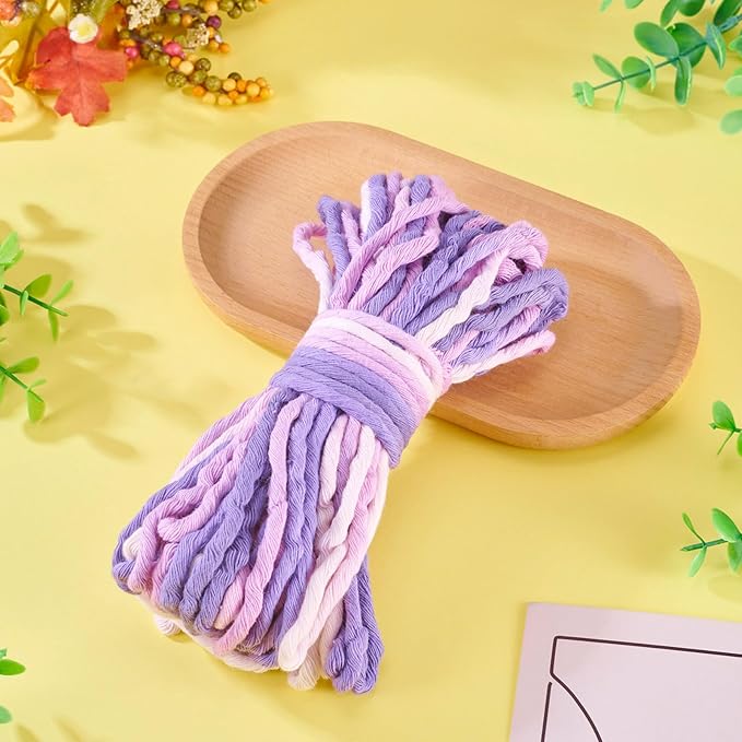 21.87 Yards Medium Slate Blue Single Strand Macrame Cord 3.5mm Gradient Colored Cotton Cord Colorful Twine Bohemia Soft Cotton Rope Yarn for DIY Craft Knitting Crochet Wall Plant Hanger Home