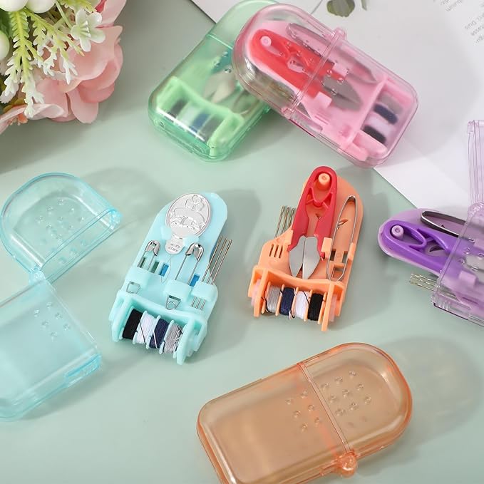 Solsew 20 Pieces Mini Travel Sewing Kit Bulk Portable Small Emergency Sewing Kit Mini Sewing Box for Traveler Hotel Charity Homeless Christmas Stocking Stuffer Gift