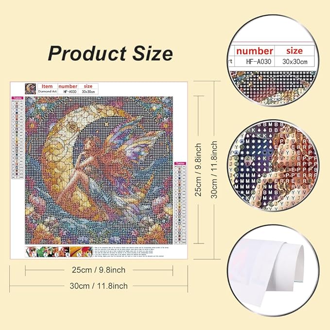 hill froeistung 5D Colorful Angel Diamond Art Painting Kits for Adults,Moon,Flower Diamond Art, DIY Full Drill Genie Diamond Art Painting Set for Home Wall Decor Gifts (12X12 inch)
