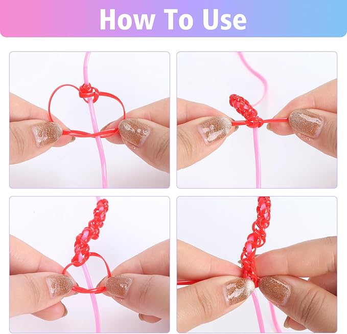 Candygirl PVC Lanyard String Kit, 16 Packs Colored Plastic Lacing Cord Flat Weaving Ropes Elastic Boondoggle String DIY Crafting Kit for Bracelet, Keychain, Crafts