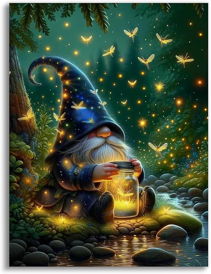 Gemozaic Gnome Diamond Art Kits for Adults, Adults' Diamond Painting Gnome, 5D Gem Art Kit for Gift Home Wall Decor, 12x16 Inch