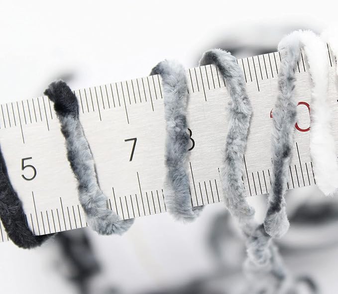 NICEEC 2 Skeins Soft Chenille Yarn Blanket Yarn for Knitting Fancy Yarn for Crochet Weaving DIY Craft Total Length 2×255m (2×279yds, 2×150g)_Black White Gray