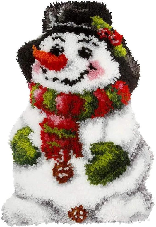 MIAOLLUN Christmas Latch Hook Kits, Snowman Latch Hook Kits Rug with Pattern Printed Crochet Needlework Crafts for Adults Beginner, 20.4X15inch/52X38Cm
