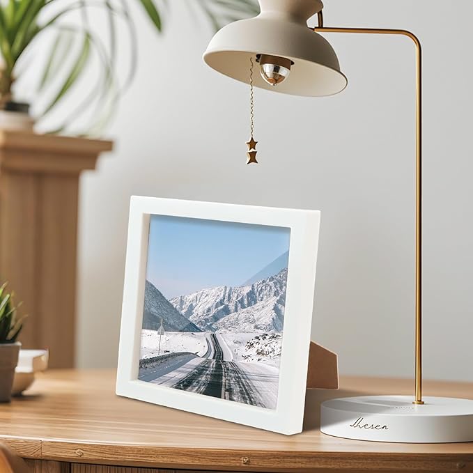 MVVMTOP 6x6 Acrylic Picture Frame for Diamond Painting, Square Display Frame with Stand, Tabletop or Wall Mount